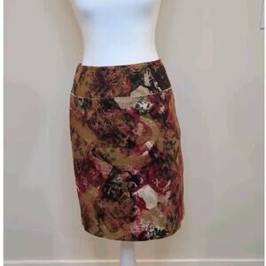 Lavia 18 Fushia Tan And Black Abstract Art Pencil Skirt Women IT46 US 10 Stretch